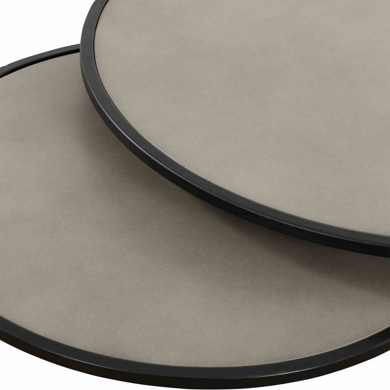 Rina Concrete and Black Metal 2 Piece Nesting End Table Set - Furniture City (CA)l