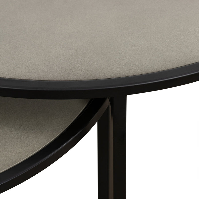 Rina Concrete and Black Metal 2 Piece Nesting End Table Set - Furniture City (CA)l