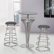 Ringo 26" Backless Brushed Stainless Steel Barstool in Gray Faux Leather - Furniture City (CA)l