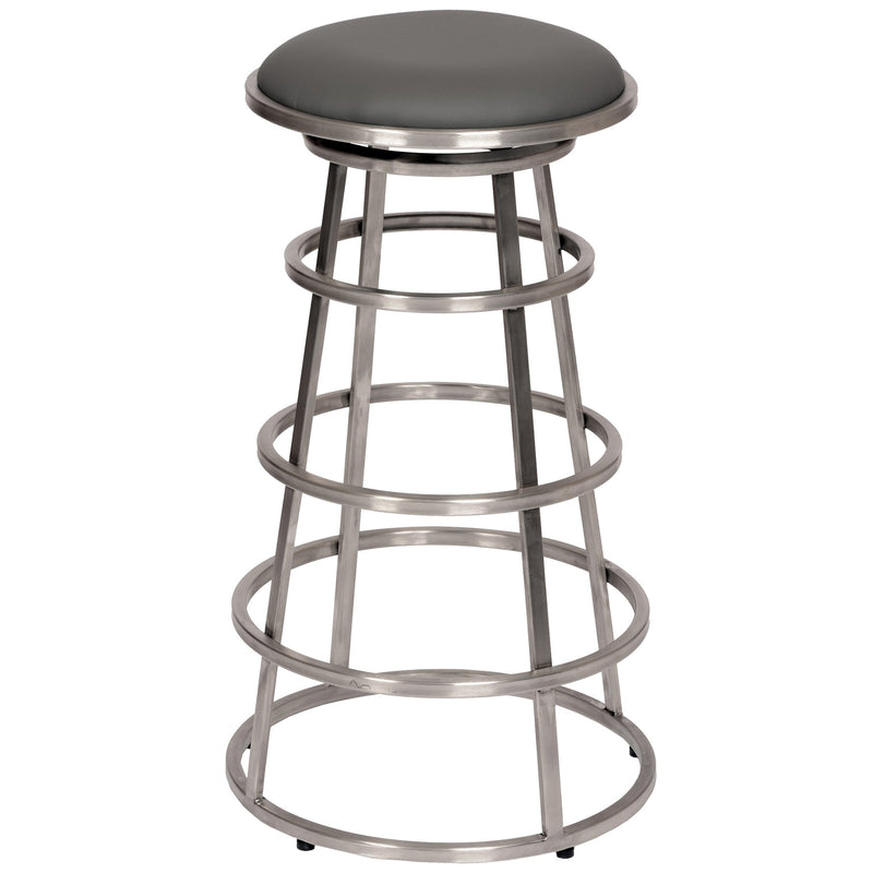 Ringo 30" Backless Brushed Stainless Steel Barstool in Gray Faux Leather - Furniture City (CA)l