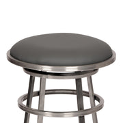 Ringo 30" Backless Brushed Stainless Steel Barstool in Gray Faux Leather - Furniture City (CA)l