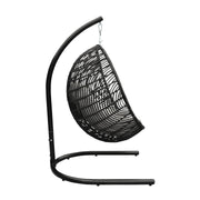 Rio Indoor Outdoor Hanging Egg Swing Chair in Gray Wicker with Black Iron Stand - Furniture City (CA)l