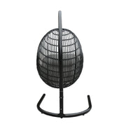 Rio Indoor Outdoor Hanging Egg Swing Chair in Gray Wicker with Black Iron Stand - Furniture City (CA)l