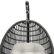 Rio Indoor Outdoor Hanging Egg Swing Chair in Gray Wicker with Black Iron Stand - Furniture City (CA)l