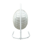 Rio indoor Outdoor Hanging Egg Swing Chair in White Wicker with White Iron Stand - Furniture City (CA)l