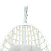 Rio indoor Outdoor Hanging Egg Swing Chair in White Wicker with White Iron Stand - Furniture City (CA)l