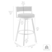 Roman 26" Gray Faux Leather and Black Metal Swivel Bar Stool - Furniture City (CA)l
