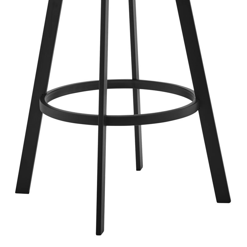 Roman 30" Gray Faux Leather and Black Metal Swivel Bar Stool - Furniture City (CA)l