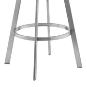 Roman 26" Gray Faux Leather and Brushed Stainless Steel Swivel Bar Stool - Furniture City (CA)l