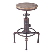 Remy Adjustable Height Pine Wood and Copper Backless Bar Stool - Furniture City (CA)l
