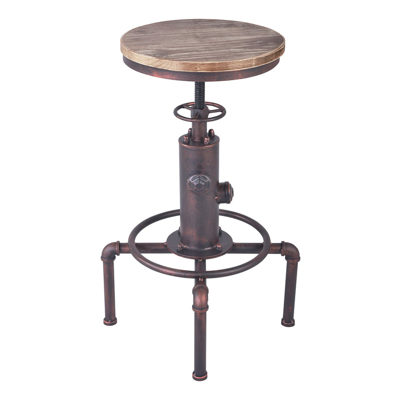 Remy Adjustable Height Pine Wood and Copper Backless Bar Stool - Furniture City (CA)l