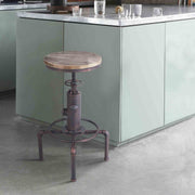 Remy Adjustable Height Pine Wood and Copper Backless Bar Stool - Furniture City (CA)l