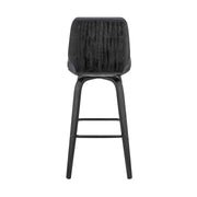 Renee 26" Swivel Gray Faux Leather and Black Wood Bar Stool - Furniture City (CA)l
