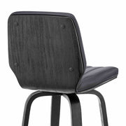 Renee 26" Swivel Gray Faux Leather and Black Wood Bar Stool - Furniture City (CA)l