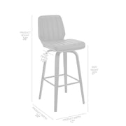 Renee 26" Swivel Gray Faux Leather and Black Wood Bar Stool - Furniture City (CA)l