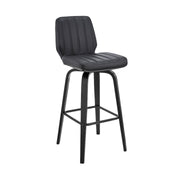 Renee 30" Swivel Gray Faux Leather and Black Wood Bar Stool - Furniture City (CA)l