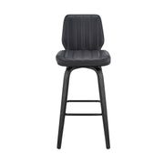 Renee 30" Swivel Gray Faux Leather and Black Wood Bar Stool - Furniture City (CA)l
