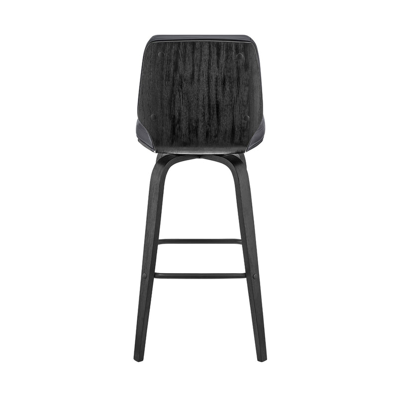 Renee 30" Swivel Gray Faux Leather and Black Wood Bar Stool - Furniture City (CA)l