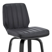 Renee 30" Swivel Gray Faux Leather and Black Wood Bar Stool - Furniture City (CA)l