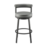 Reuben Swivel Counter or Bar Stool in Black Finish with Gray Faux Leather - Furniture City (CA)l