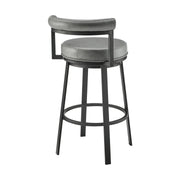 Reuben Swivel Counter or Bar Stool in Black Finish with Gray Faux Leather - Furniture City (CA)l