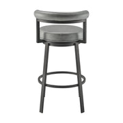 Reuben Swivel Counter or Bar Stool in Black Finish with Gray Faux Leather - Furniture City (CA)l