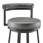 Reuben Swivel Counter or Bar Stool in Black Finish with Gray Faux Leather - Furniture City (CA)l