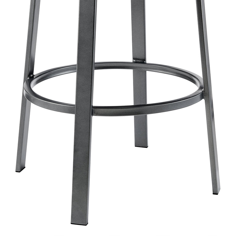 Reuben Swivel Counter or Bar Stool in Black Finish with Gray Faux Leather - Furniture City (CA)l