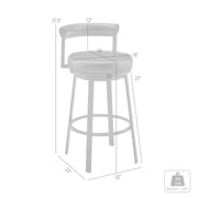 Reuben Swivel Counter or Bar Stool in Black Finish with Gray Faux Leather - Furniture City (CA)l