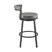 Reuben Swivel Counter or Bar Stool in Black Finish with Gray Faux Leather - Furniture City (CA)l