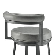 Reuben Swivel Counter or Bar Stool in Black Finish with Gray Faux Leather - Furniture City (CA)l
