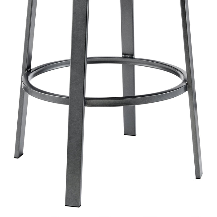 Reuben Swivel Counter or Bar Stool in Black Finish with Gray Faux Leather