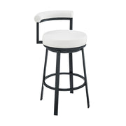 Reuben Swivel Counter or Bar Stool in Cloud Finish with White Faux Leather - Furniture City (CA)l