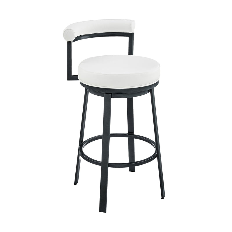 Reuben Swivel Counter or Bar Stool in Cloud Finish with White Faux Leather - Furniture City (CA)l