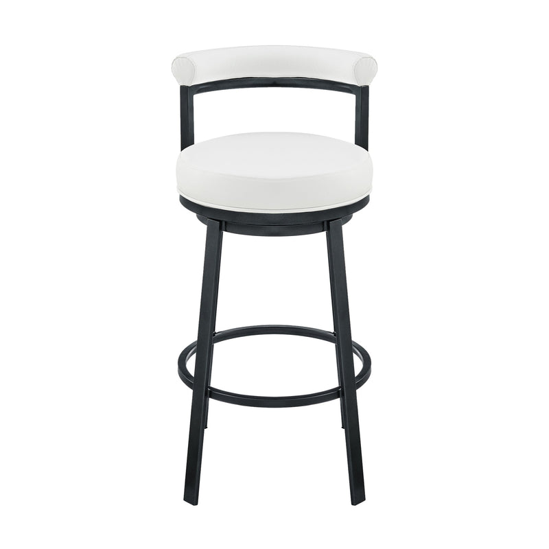 Reuben Swivel Counter or Bar Stool in Cloud Finish with White Faux Leather - Furniture City (CA)l