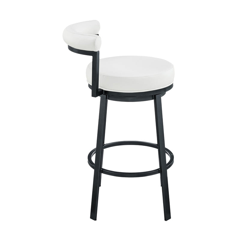 Reuben Swivel Counter or Bar Stool in Cloud Finish with White Faux Leather - Furniture City (CA)l