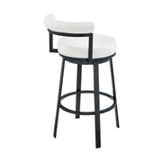 Reuben Swivel Counter or Bar Stool in Cloud Finish with White Faux Leather - Furniture City (CA)l