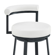 Reuben Swivel Counter or Bar Stool in Cloud Finish with White Faux Leather - Furniture City (CA)l