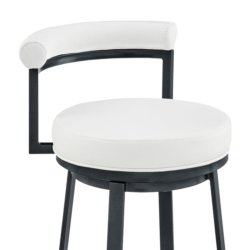 Reuben Swivel Counter or Bar Stool in Cloud Finish with White Faux Leather - Furniture City (CA)l