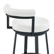 Reuben Swivel Counter or Bar Stool in Cloud Finish with White Faux Leather - Furniture City (CA)l