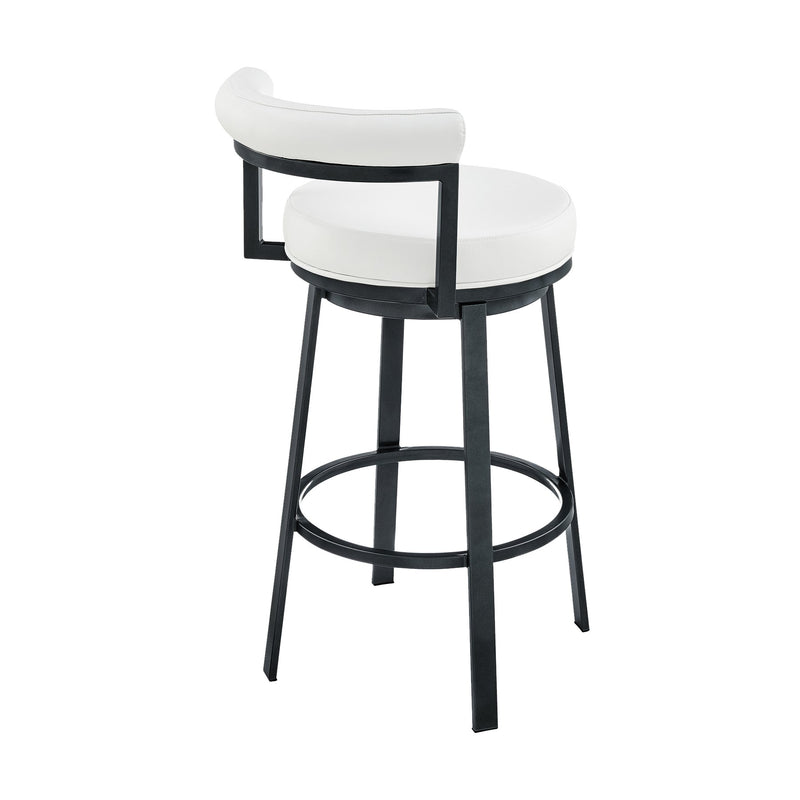 Reuben Swivel Counter or Bar Stool in Cloud Finish with White Faux Leather - Furniture City (CA)l