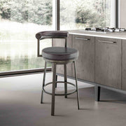 Reuben Swivel Counter or Bar Stool in Mocha Finish with Brown Faux Leather - Furniture City (CA)l