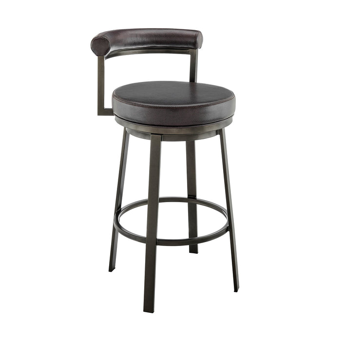 Reuben Swivel Counter or Bar Stool in Mocha Finish with Brown Faux Leather