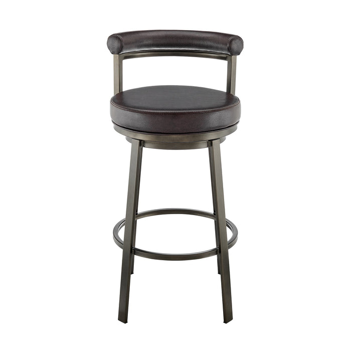 Reuben Swivel Counter or Bar Stool in Mocha Finish with Brown Faux Leather
