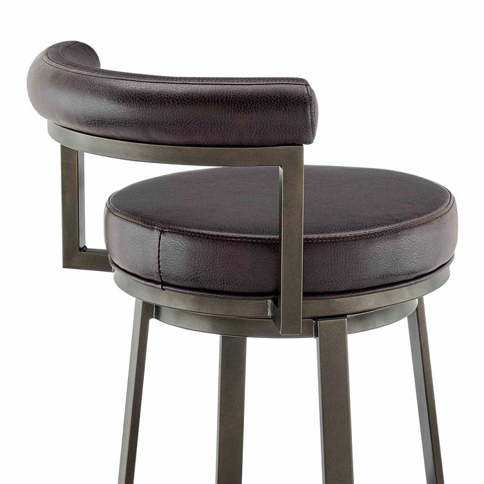 Reuben Swivel Counter or Bar Stool in Mocha Finish with Brown Faux Leather