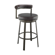 Reuben Swivel Counter or Bar Stool in Mocha Finish with Brown Faux Leather - Furniture City (CA)l