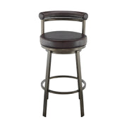 Reuben Swivel Counter or Bar Stool in Mocha Finish with Brown Faux Leather - Furniture City (CA)l