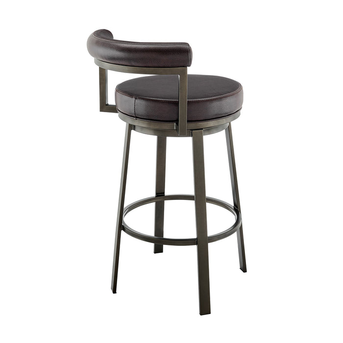 Reuben Swivel Counter or Bar Stool in Mocha Finish with Brown Faux Leather