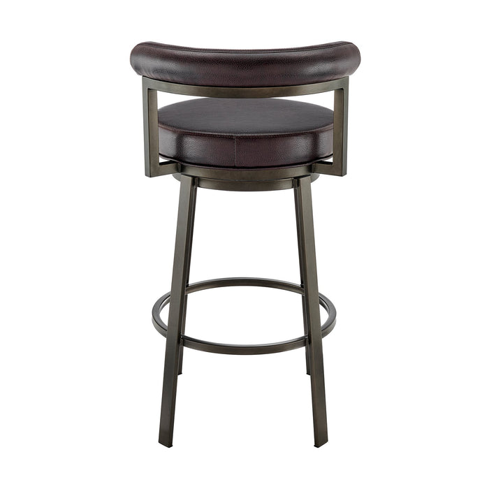 Reuben Swivel Counter or Bar Stool in Mocha Finish with Brown Faux Leather