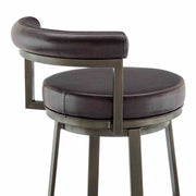 Reuben Swivel Counter or Bar Stool in Mocha Finish with Brown Faux Leather - Furniture City (CA)l